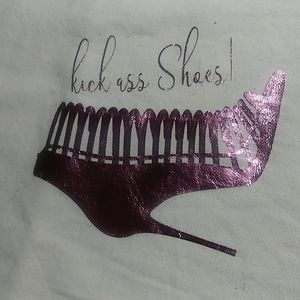 Shoe design on white denim